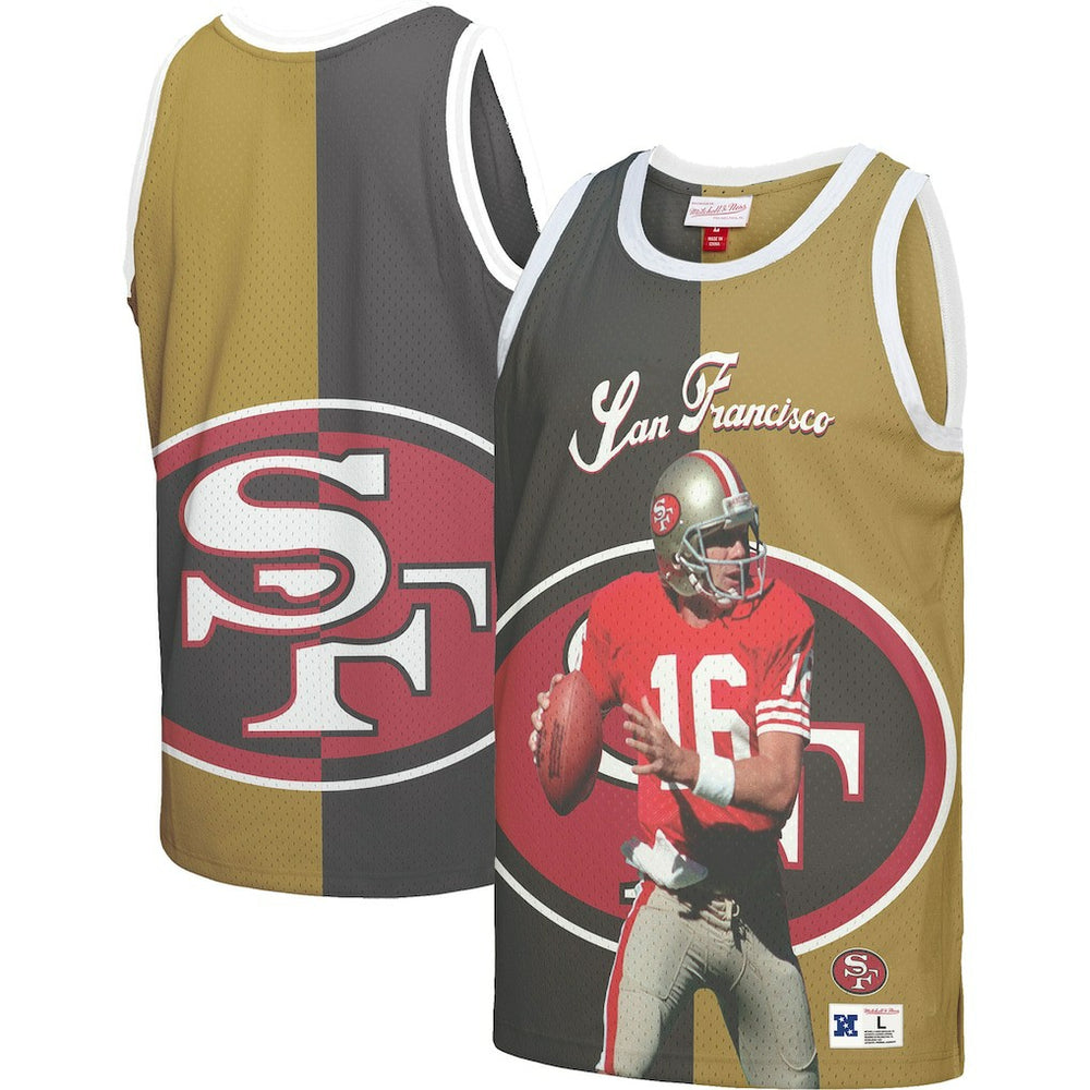 Joe Montana San Francisco 49ers Retired Player Graphic Tank Top - Black/Gold - Mitchell & Ness