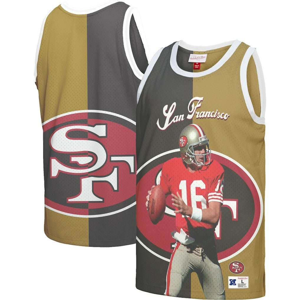 Joe Montana San Francisco 49ers Retired Player Graphic Tank Top - Black/Gold - Mitchell & Ness