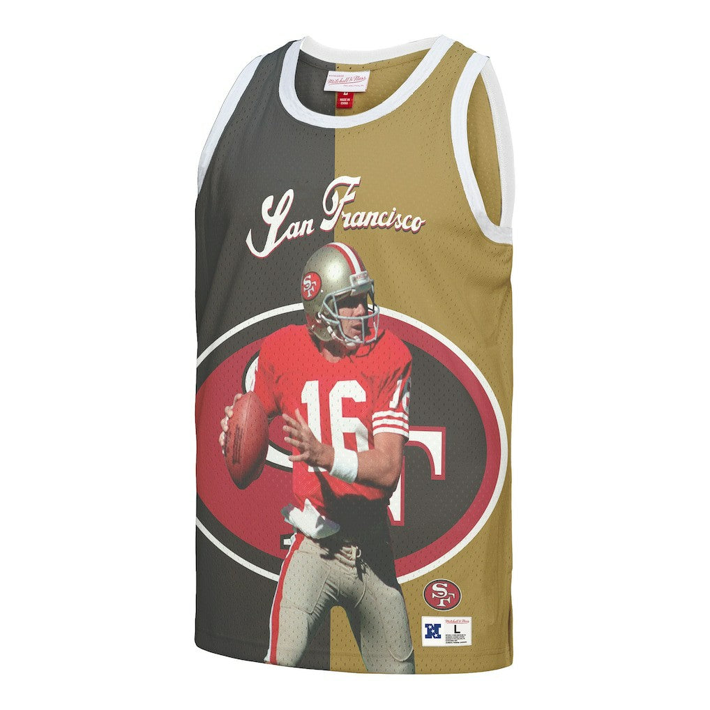 Joe Montana San Francisco 49ers Retired Player Graphic Tank Top - Black/Gold - Mitchell & Ness