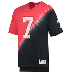 Michael Vick Atlanta Falcons Retired Player Name & Number Diagonal Tie-Dye V-Neck T-Shirt - Black/Red - Mitchell & Ness