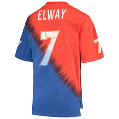 John Elway Denver Broncos Retired Player Name & Number Diagonal Tie-Dye V-Neck T-Shirt - Orange/Royal - Mitchell & Ness