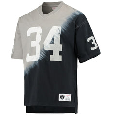 Bo Jackson Las Vegas Raiders Retired Player Name & Number Diagonal Tie-Dye V-Neck T-Shirt - Black/Silver - Mitchell & Ness