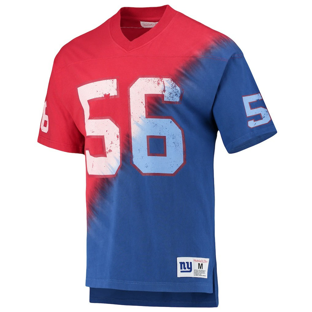 Lawrence Taylor New York Giants Retired Player Name & Number Diagonal Tie-Dye V-Neck T-Shirt - Red/Royal - Mitchell & Ness