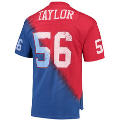 Lawrence Taylor New York Giants Retired Player Name & Number Diagonal Tie-Dye V-Neck T-Shirt - Red/Royal - Mitchell & Ness