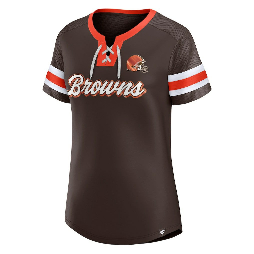 Baker Mayfield Cleveland Browns Women's Athena Name & Number Notch Neck T-Shirt - Brown - Fanatics