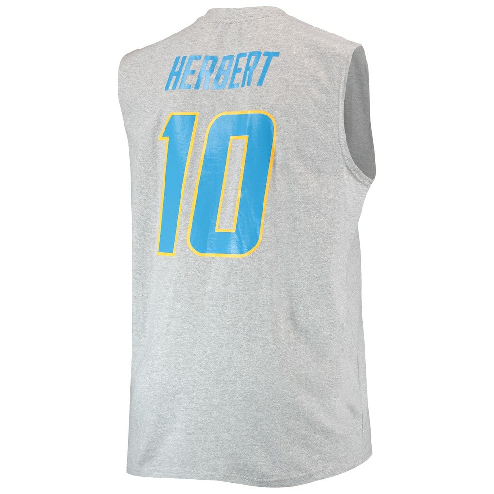 Justin Herbert Los Angeles Chargers Big & Tall Player Name & Number Muscle Tank Top - Heathered Gray - NFL