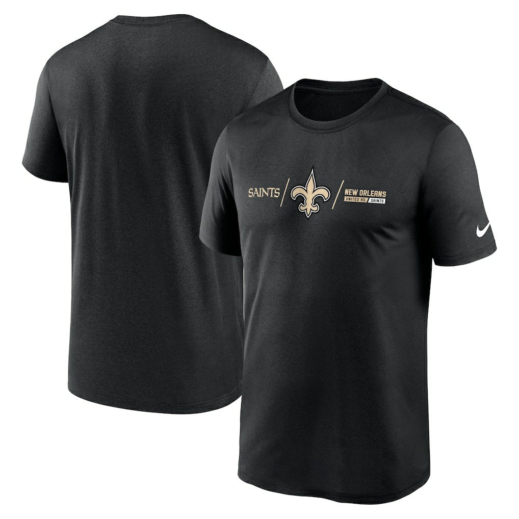 New Orleans Saints Horizontal Lockup Legend Performance T-Shirt - Black - Nike