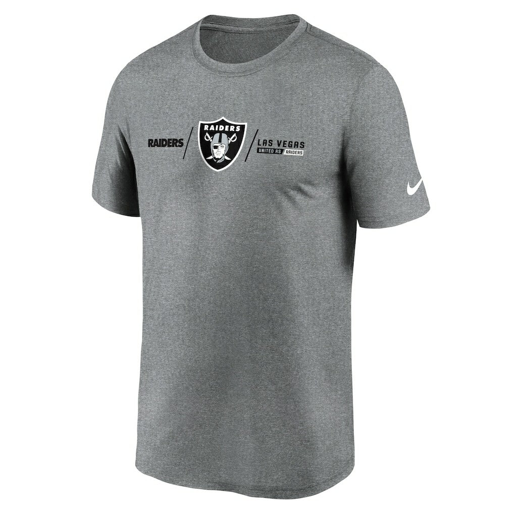 Las Vegas Raiders Horizontal Lockup Legend Performance T-Shirt - Heather Charcoal - Nike