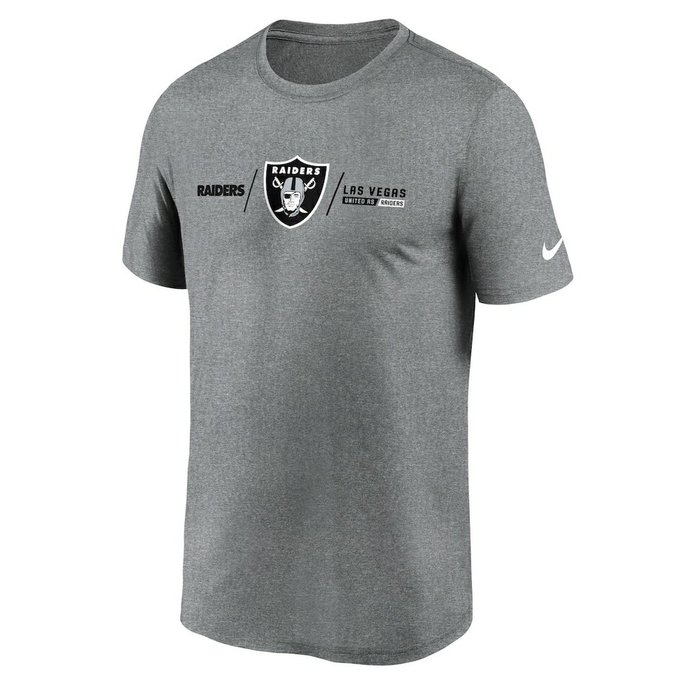 Las Vegas Raiders Horizontal Lockup Legend Performance T-Shirt - Heather Charcoal - Nike