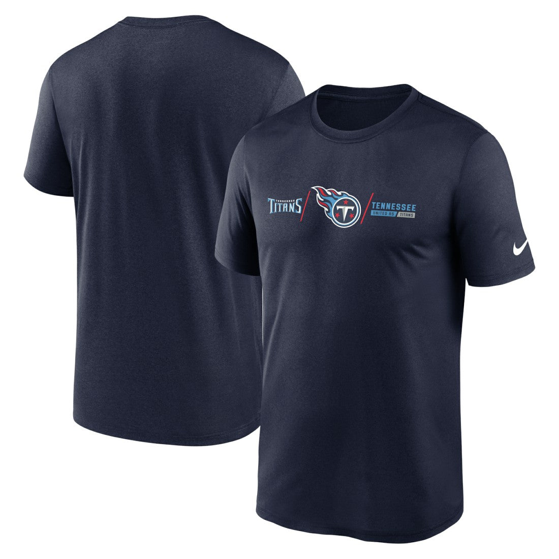 Tennessee Titans Horizontal Lockup Legend Performance T-Shirt - Navy - Nike