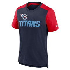 Tennessee Titans Color Block Team Name T-Shirt - Heathered Navy/Heathered Red - Nike
