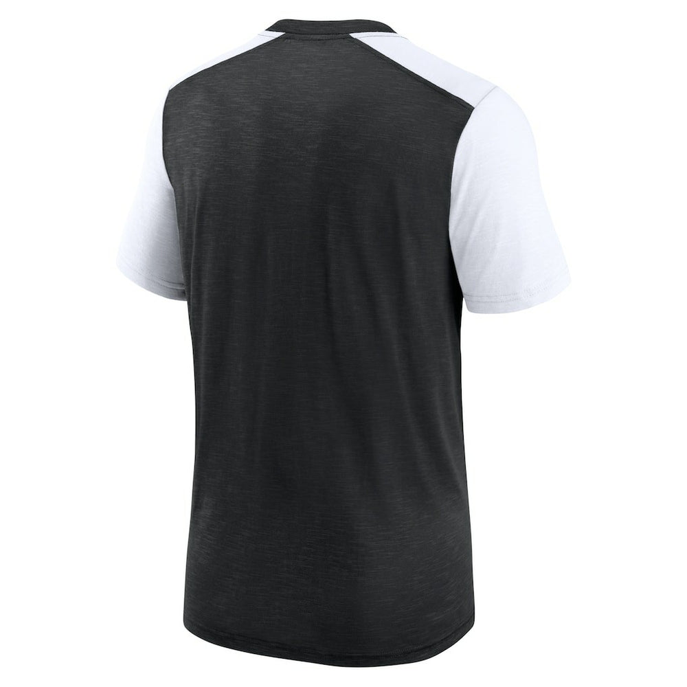 Las Vegas Raiders Color Block Team Name T-Shirt - Heathered Black/White - Nike