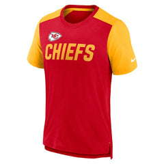 Kansas City Chiefs Color Block Team Name T-Shirt - Heathered Red/Heathered Gold - Nike
