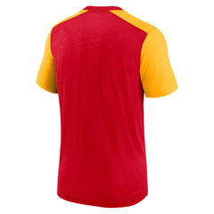Kansas City Chiefs Color Block Team Name T-Shirt - Heathered Red/Heathered Gold - Nike