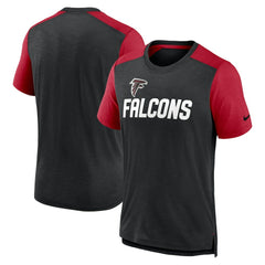 Atlanta Falcons Color Block Team Name T-Shirt - Heathered Black/Heathered Red - Nike