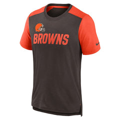 Cleveland Browns Color Block Team Name T-Shirt - Heathered Brown/Heathered Orange - Nike