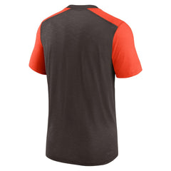 Cleveland Browns Color Block Team Name T-Shirt - Heathered Brown/Heathered Orange - Nike