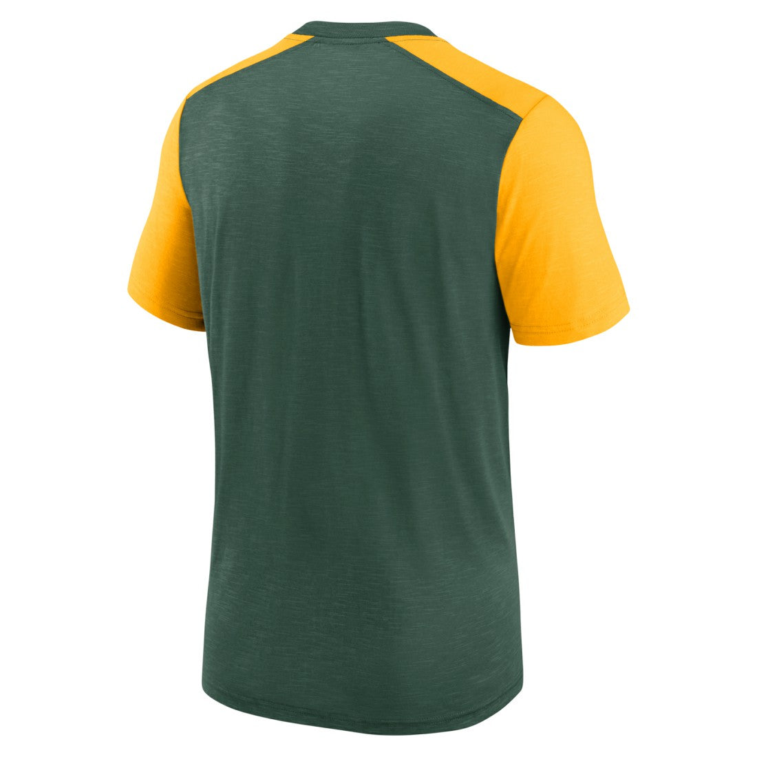Green Bay Packers Color Block Team Name T-Shirt - Heathered Green/Heathered Gold - Nike