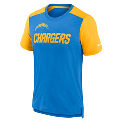 Los Angeles Chargers Color Block Team Name T-Shirt - Heathered Powder Blue/Heathered Gold - Nike