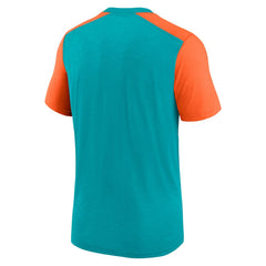 Miami Dolphins Color Block Team Name T-Shirt - Heathered Aqua/Heathered Orange - Nike