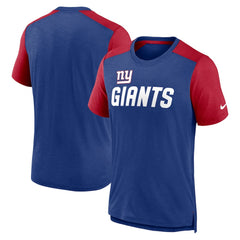 New York Giants Color Block Team Name T-Shirt - Heathered Royal/Heathered Red - Nike