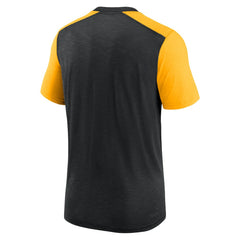 Pittsburgh Steelers Color Block Team Name T-Shirt - Heathered Black/Heathered Gold - Nike