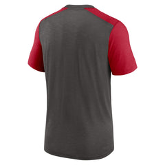 Tampa Bay Buccaneers Color Block Team Name T-Shirt - Heathered Pewter/Heathered Red - Nike