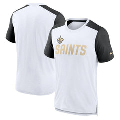 New Orleans Saints Color Block Team Name T-Shirt - White/Heathered Black - Nike