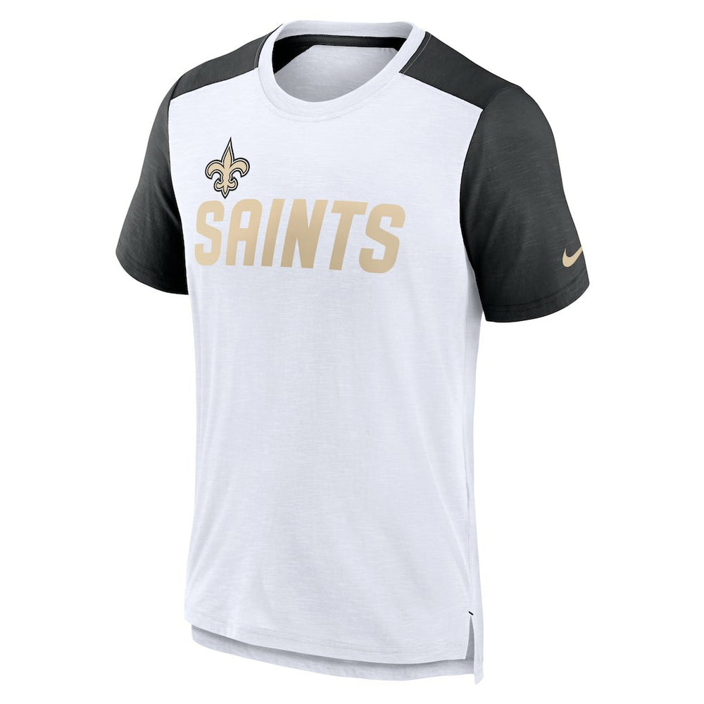 New Orleans Saints Color Block Team Name T-Shirt - White/Heathered Black - Nike