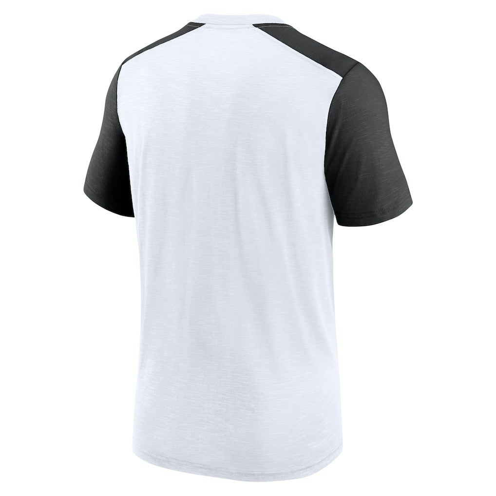 New Orleans Saints Color Block Team Name T-Shirt - White/Heathered Black - Nike