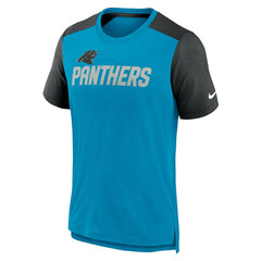Carolina Panthers Color Block Team Name T-Shirt - Heathered Blue/Heathered Black - Nike