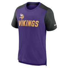 Minnesota Vikings Color Block Team Name T-Shirt - Heathered Purple/Heathered Black - Nike