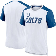 Indianapolis Colts Color Block Team Name T-Shirt - White/Heather Royal - Nike