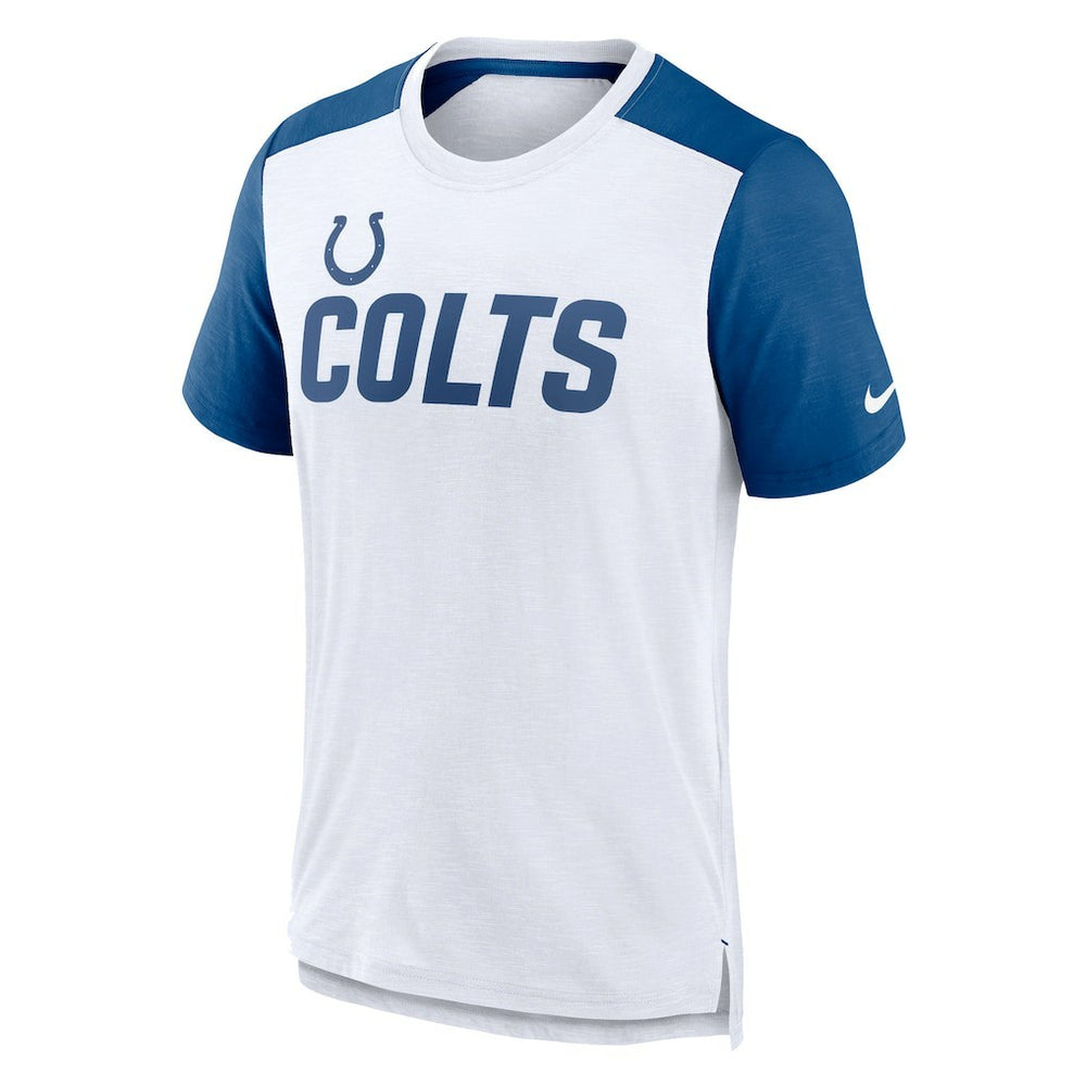 Indianapolis Colts Color Block Team Name T-Shirt - White/Heather Royal - Nike