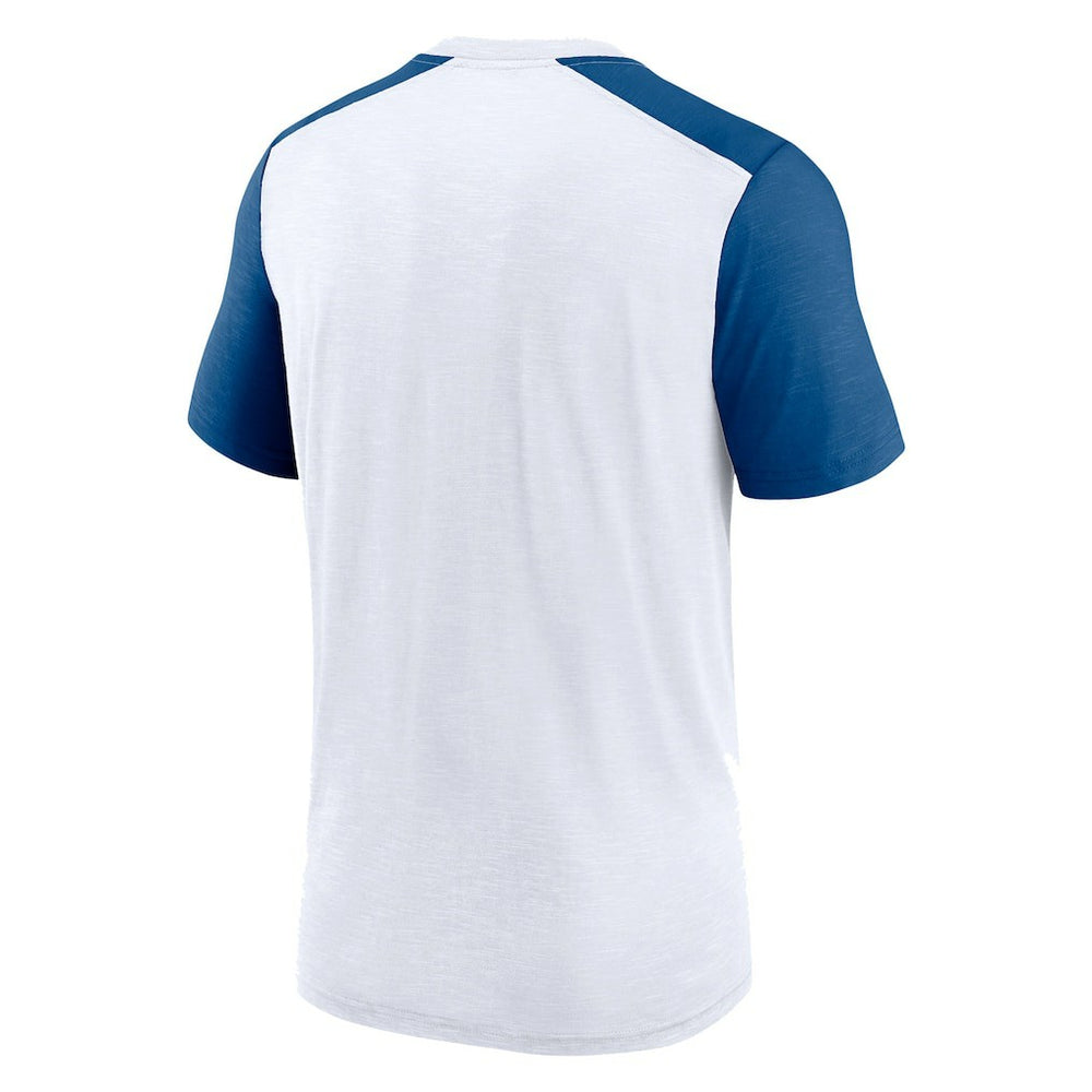 Indianapolis Colts Color Block Team Name T-Shirt - White/Heather Royal - Nike