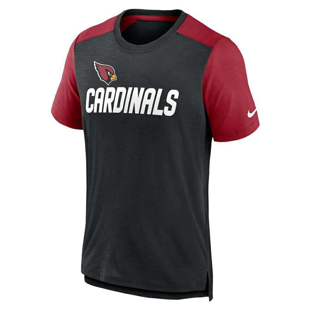 Arizona Cardinals Color Block Team Name T-Shirt - Heathered Black/Heathered Cardinal - Nike