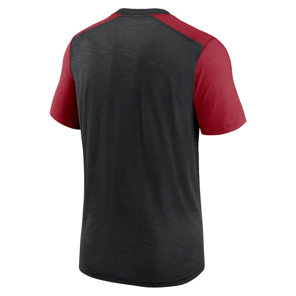 Arizona Cardinals Color Block Team Name T-Shirt - Heathered Black/Heathered Cardinal - Nike