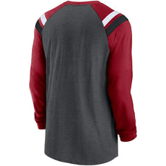 Arizona Cardinals Tri-Blend Raglan Athletic Long Sleeve Fashion T-Shirt - Heathered Charcoal/Cardinal - Nike