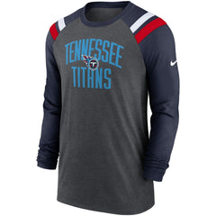 Tennessee Titans Tri-Blend Raglan Athletic Long Sleeve Fashion T-Shirt - Heathered Charcoal/Navy - Nike