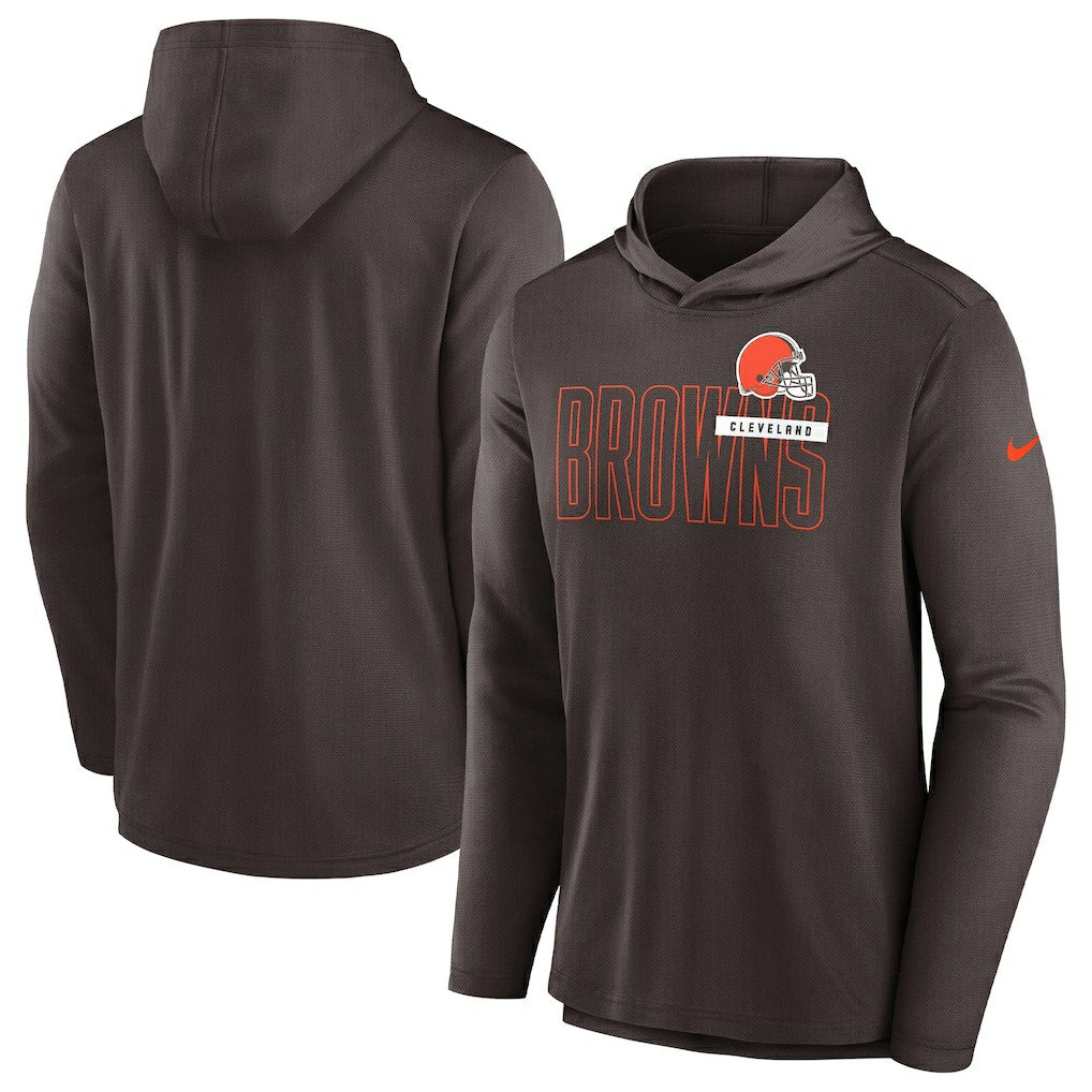 Cleveland Browns Lightweight Performance Hooded Long Sleeve T-Shirt - Brown - Nike