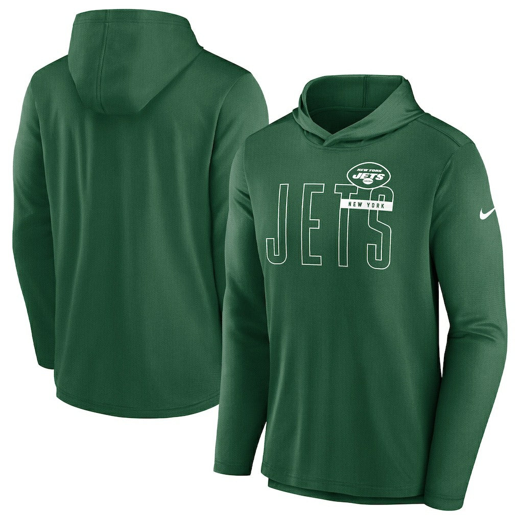 New York Jets Lightweight Performance Hooded Long Sleeve T-Shirt - Green - Nike