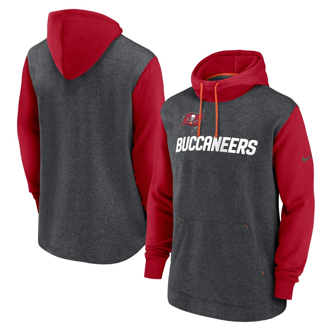 Tampa Bay Buccaneers Surrey Legacy Pullover Hoodie - Heathered Charcoal/Red - Nike