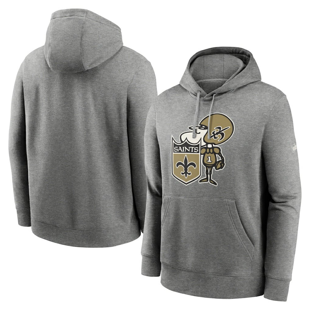 New Orleans Saints Rewind Club Fleece Pullover Hoodie - Heathered Gray - Nike