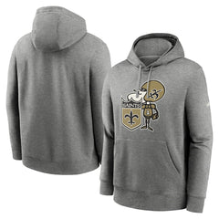 New Orleans Saints Rewind Club Fleece Pullover Hoodie - Heathered Gray - Nike