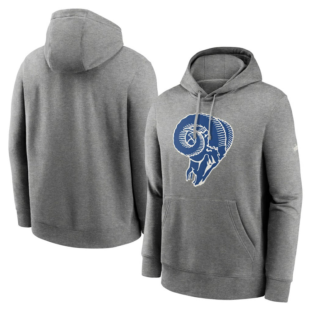 Los Angeles Rams Rewind Club Fleece Pullover Hoodie - Heathered Gray - Nike