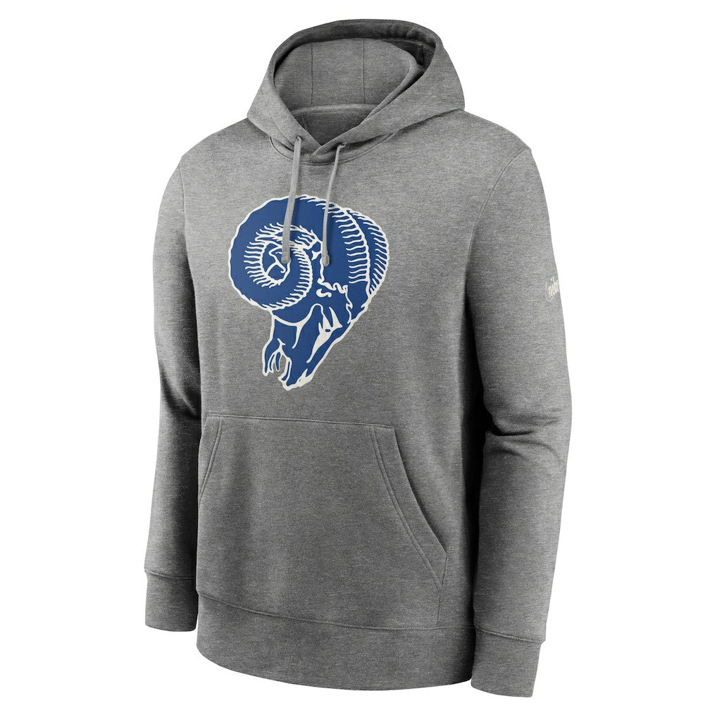 Los Angeles Rams Rewind Club Fleece Pullover Hoodie - Heathered Gray - Nike