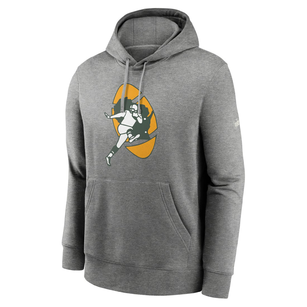 Green Bay Packers Rewind Club Fleece Pullover Hoodie - Heathered Gray - Nike