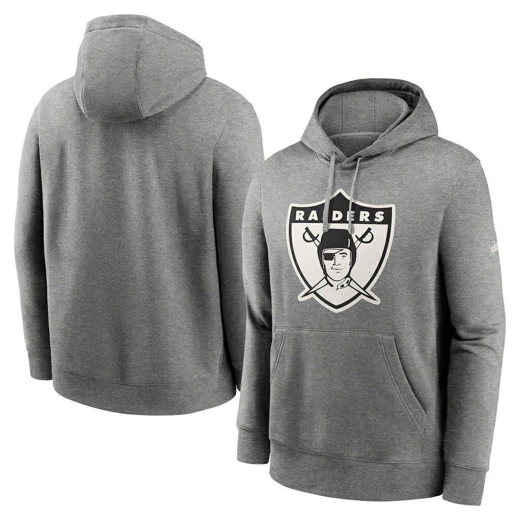Oakland Raiders Rewind Club Fleece Pullover Hoodie - Heathered Gray - Nike