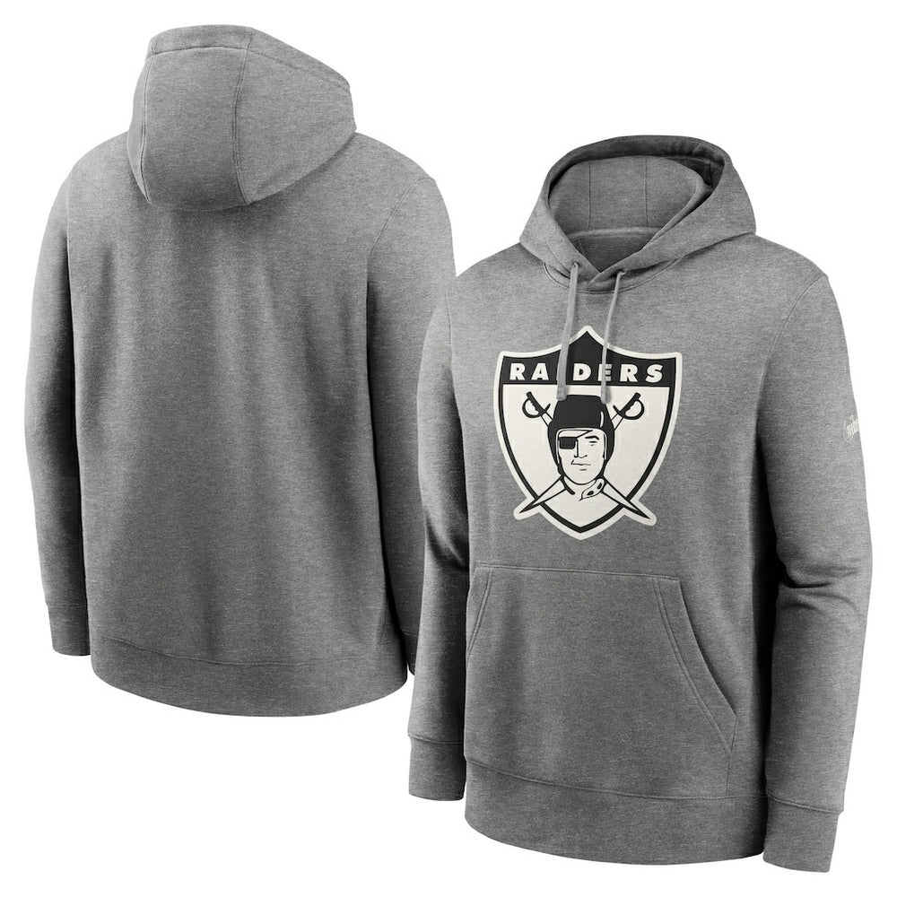 Oakland Raiders Rewind Club Fleece Pullover Hoodie - Heathered Gray - Nike