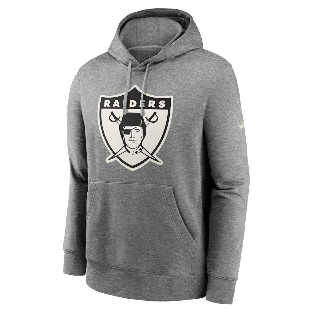 Oakland Raiders Rewind Club Fleece Pullover Hoodie - Heathered Gray - Nike